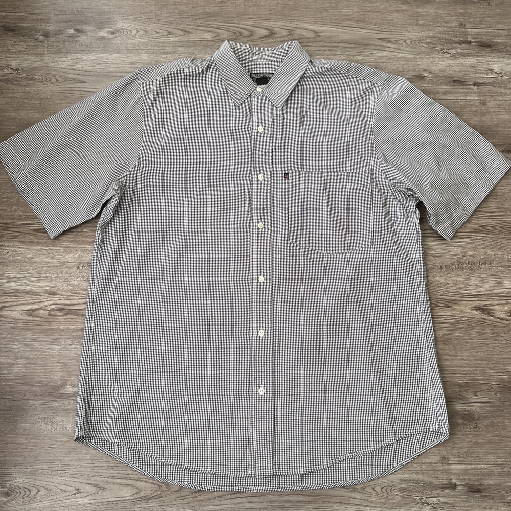 Vintage Polo Jeans Company Button Up Shirt Mens L Gingham Plaid Relaxed Fit SS